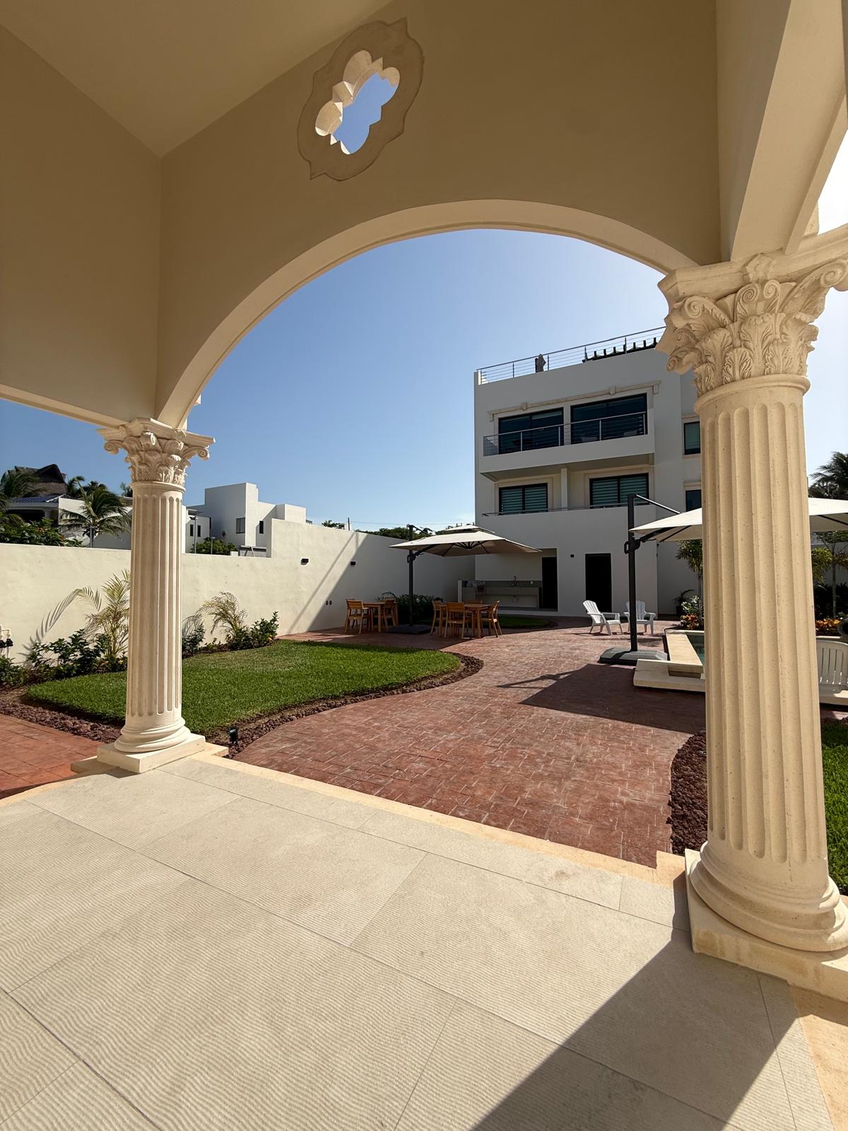 Colonnade and quatrefoil detail overlooking the grounds